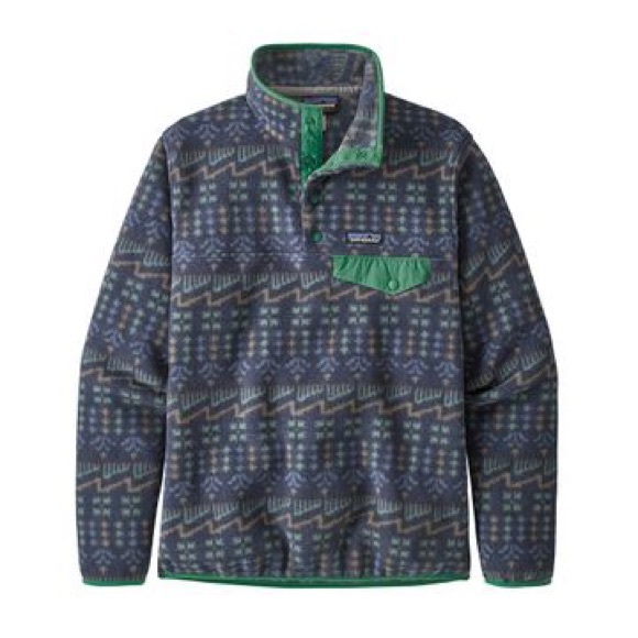 Patagonia Tops - Patagonia Synchilla Snap Fleece Wild Roots Geometric Navy Blue Green Large